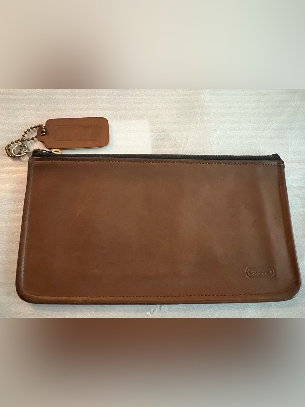 Coach vintage Tabac leather Skinny Make-Up cosmetic bag purse pouch